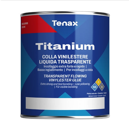 [1AAA00BM01] Tenax Titanium Flowing Vinylester Adhesive 1 Liter — Water-Clear, Light-Stable Stone Glue