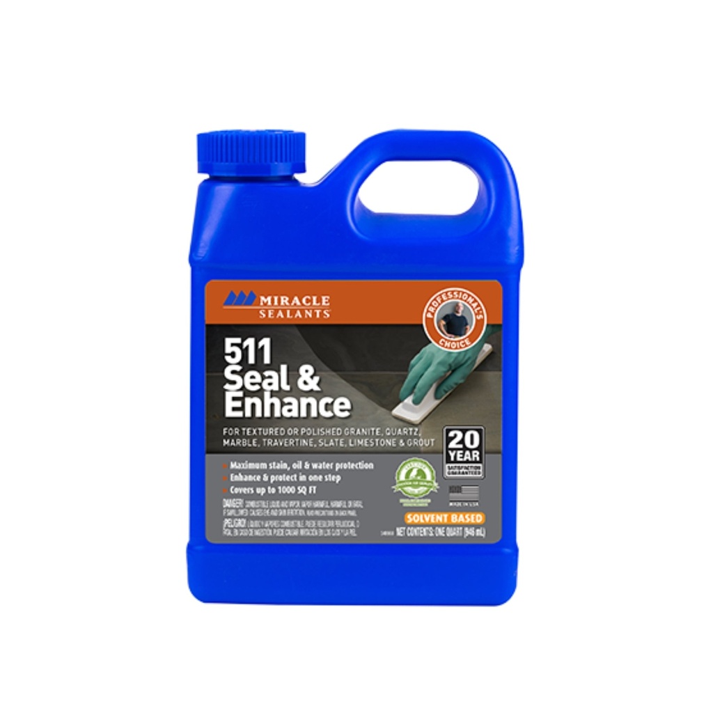 Miracle Sealants 511 Seal & Enhance — Quart, Color-Enhancing Penetrating Sealer for Stone & Tile