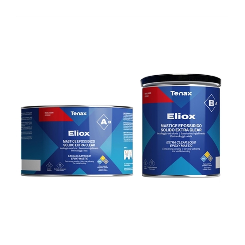 [1RAA00BH15KIT] Tenax Eliox A+B Extra-Clear Knife-Grade Epoxy — Food-Safe Bonding & Lamination for Stone