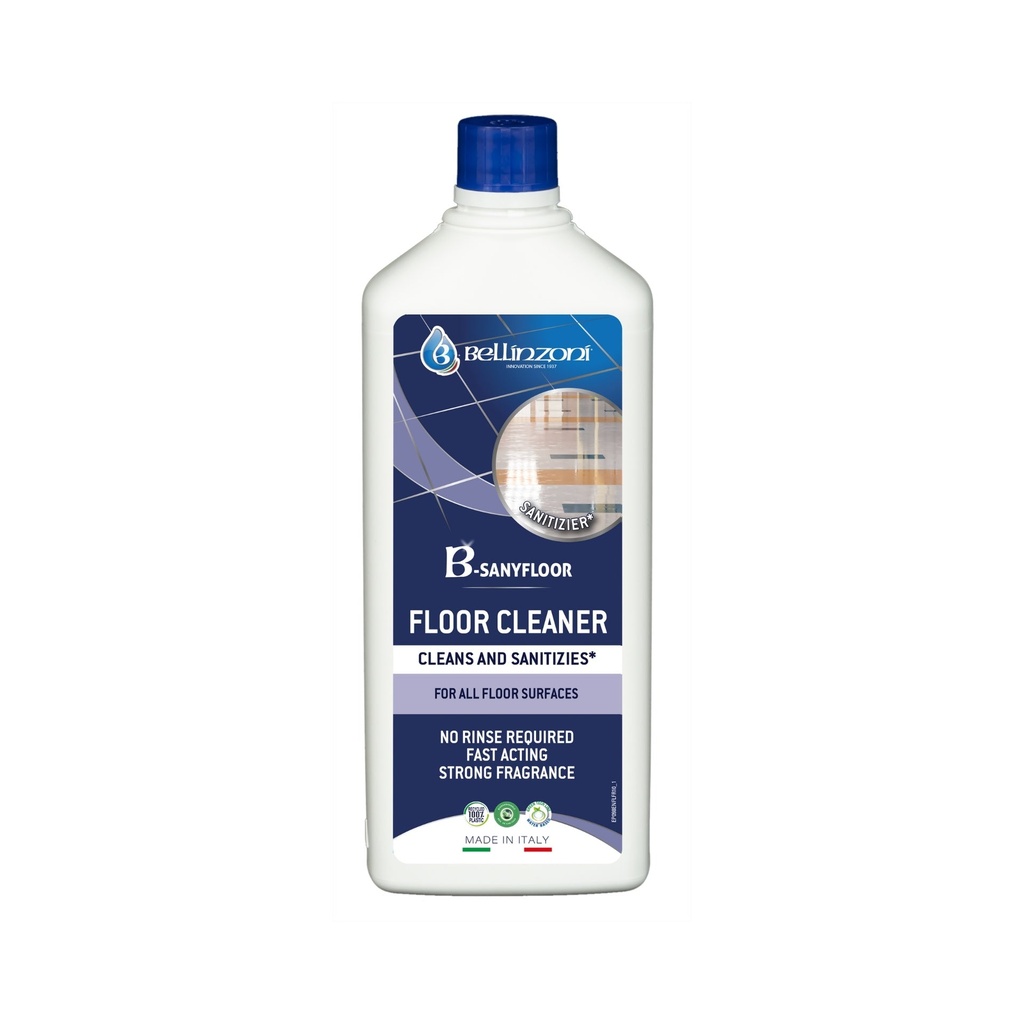 Bellinzoni B-Sanyfloor pH-Neutral Sanitizing Floor Detergent — No-Rinse Concentrate, 1 L (33.8 fl oz)