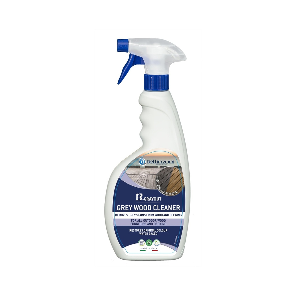 Bellinzoni B-Grayout — Natural Wood Cleaner & Grey-Stain Remover for Decking, Furniture & Floors (750 mL)