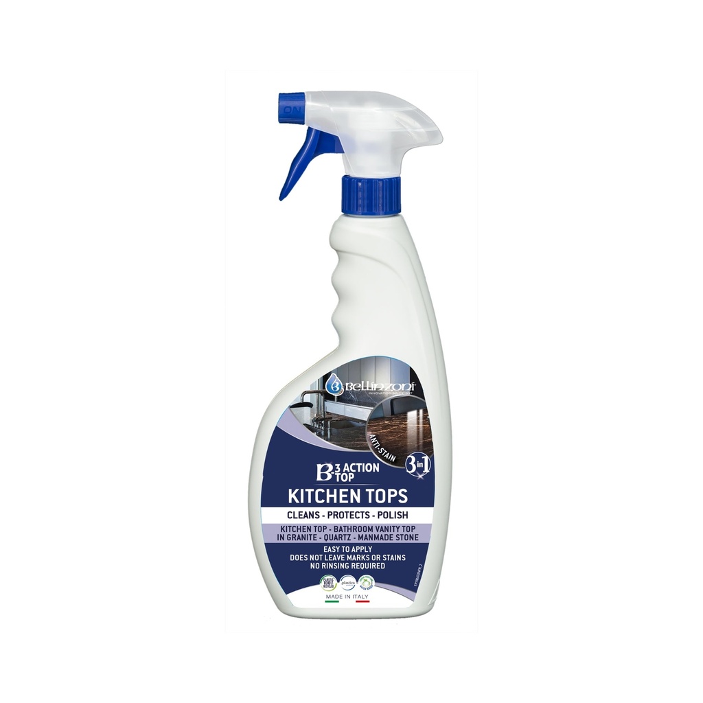 Bellinzoni B-3 Action Top — Ready-to-Use 3-in-1 Cleaner, Protector & Polish for Marble, Granite & Quartz Worktops (750 mL)