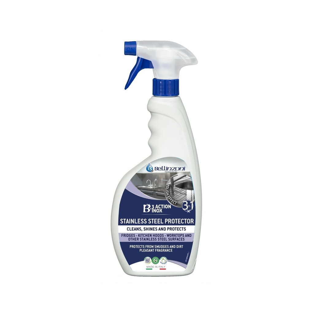 Bellinzoni B-3 Action Inox — Water-Based 3-in-1 Stainless-Steel Cleaner, Protector & Polisher (750 mL)