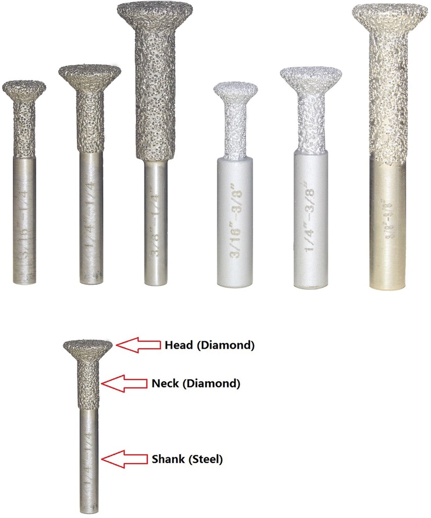 Apexx BRAZED T-31 ANCHOR BIT 3/16"-Diamond x 1/4"-SHANK