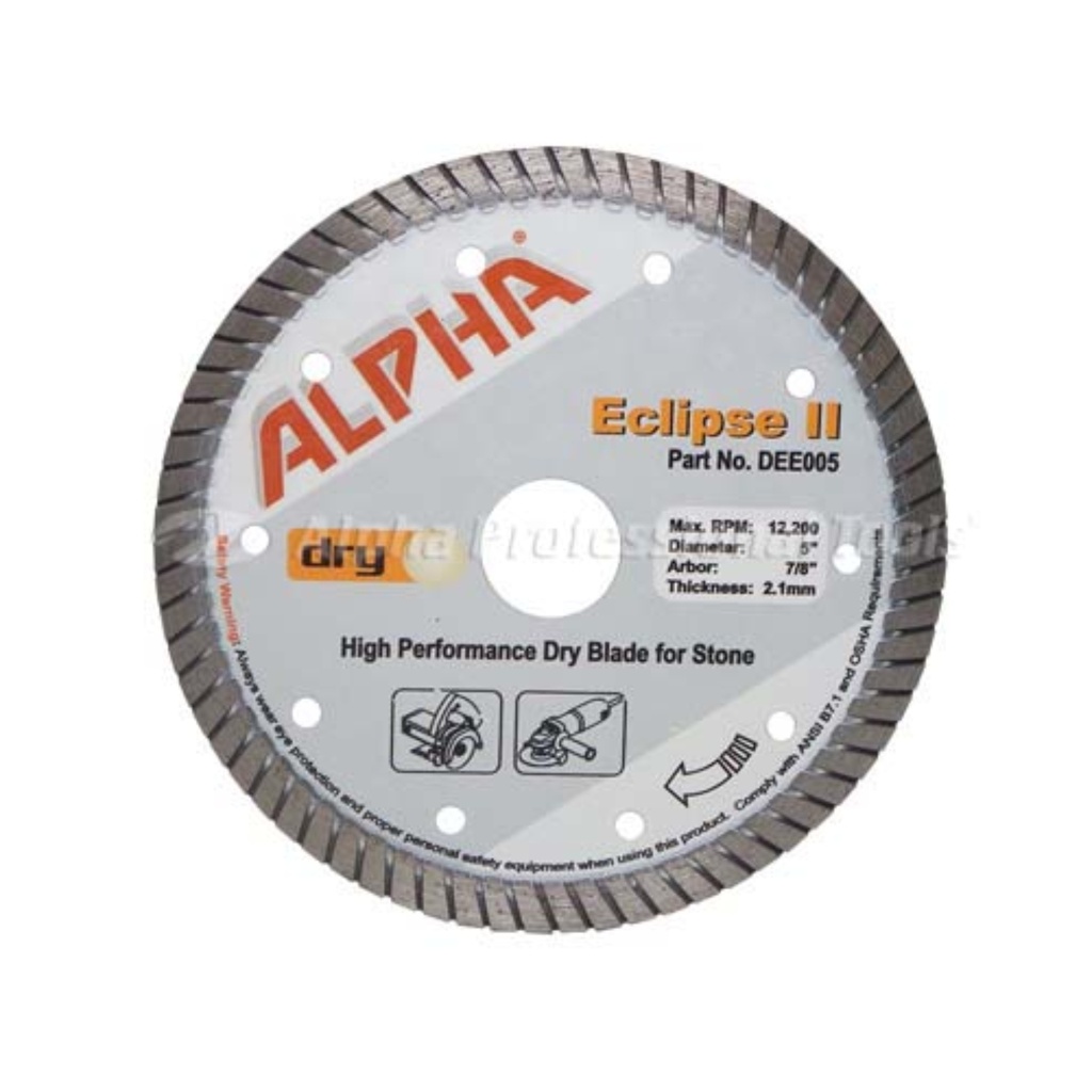 Alpha Eclipse ll High Performance Dry Blade for Stone (7" Diameter, 5/8" and Diamond Arbor)