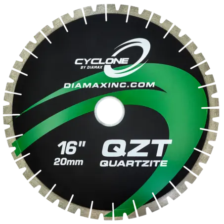 Diamax Cyclone QZT Quartzite Blade - 14" Wet Bridge Saw Blade for Engineered Stone, Granite, Quartzite and Marble - 50/60mm Arbor Size - 20mm x 3.3mm Segment - 1900 RPM
