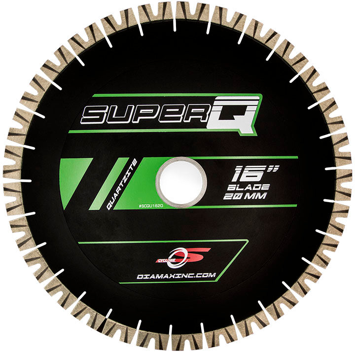 [SCQU1420] Diamax Cyclone S Super Q Silent Core - 14" Wet Bridge Saw Blade for Engineered Stone, Granite and Quartzite - 50/60 mm Arbor Size - 20 mm Segment - 1900 RPM - BSH50602 Bushing