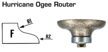 [RHOG25C] 25mm Hurricane OGEE Router Pos. 1  (Shape F)