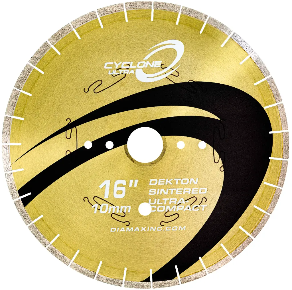 Diamax Cyclone Ultra Blade - 16" Wet Bridge Saw Blade for Dekton, Neolith, Techlam... - 60 / 50 mm Arbor Size - 10 mm Segment - 2,000 RPM