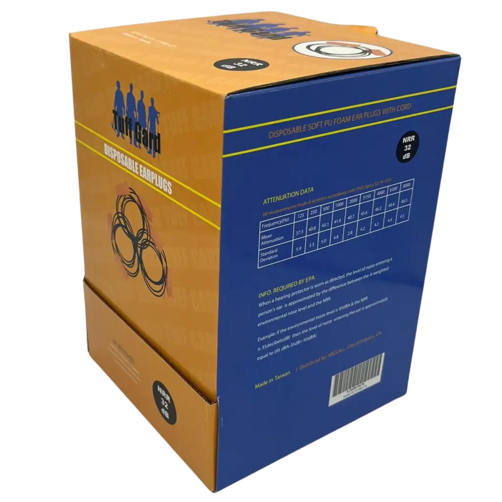 Earplug Disposable Corded PU Orange+Blue 100prs/box