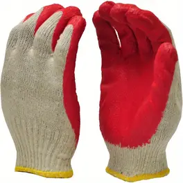 [GLVS] Kiwi Latex Palm Coated String Knit Red Work Gloves - 10 Pairs (S/M)