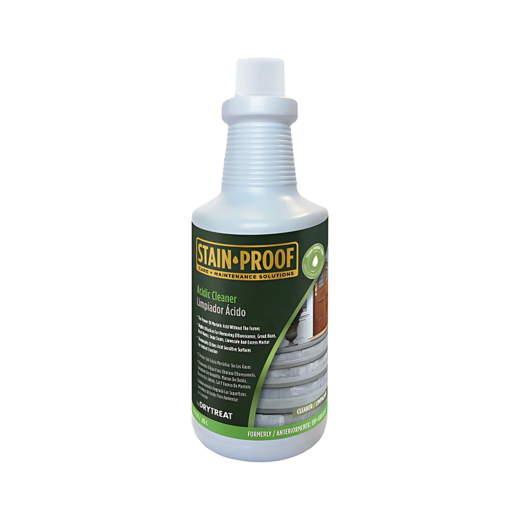 Dry-Treat STAIN-PROOF Acidic Cleaner (Eff-Erayza) — Safe-Acid Rust, Efflorescence & Grout Haze Remover, Quart