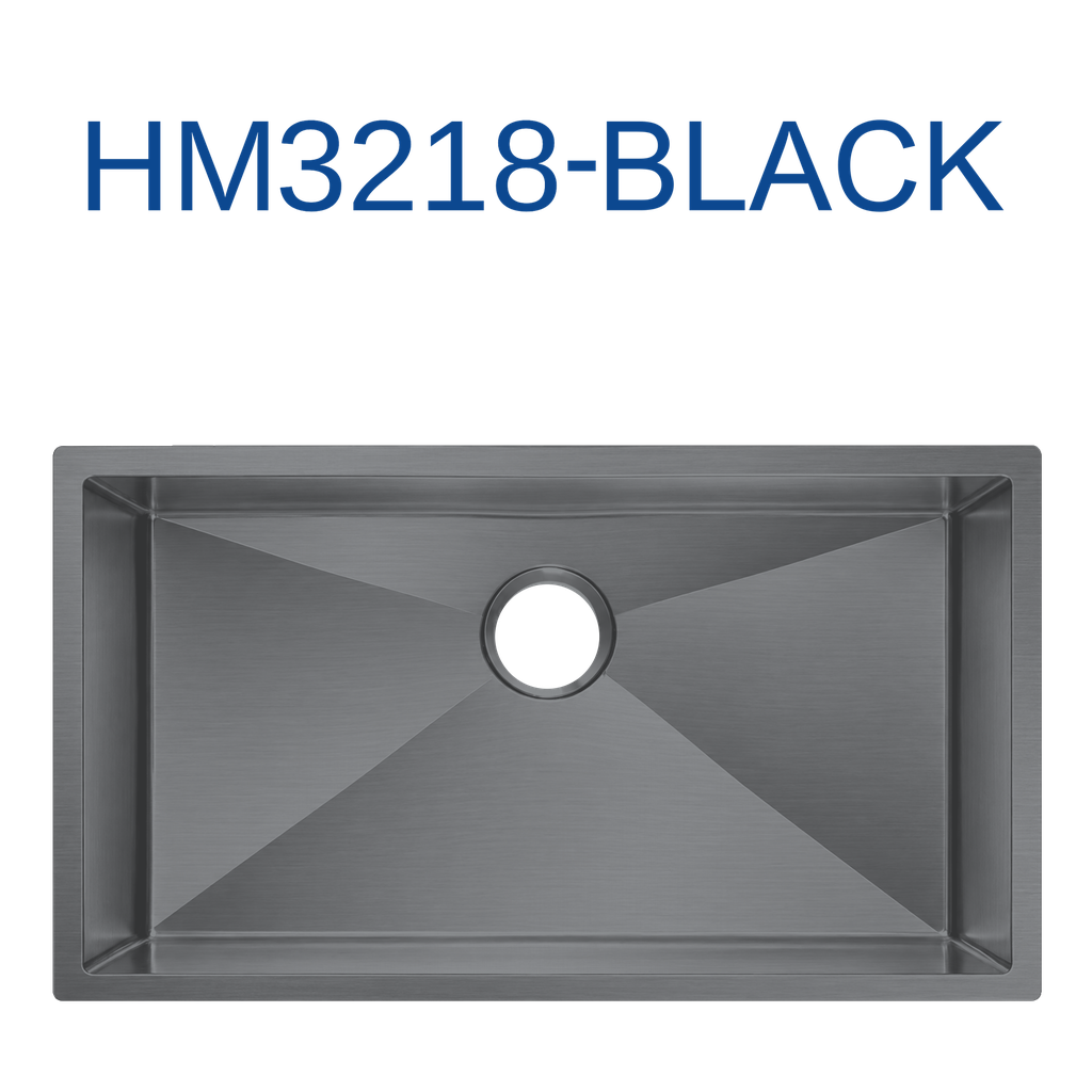 [HM3218-BLACK] HM3218-BLACK - Black Color Single Bowl Handmade Kitchen Sink (32" x 18" x 9")