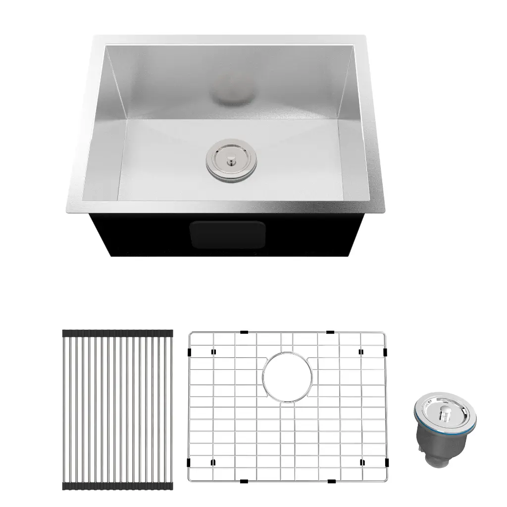 Royal USA HBS2318-R10 (23" x 18" x 10") Handmade Kitchen Sink - 16 Gauge, Satin Finish.