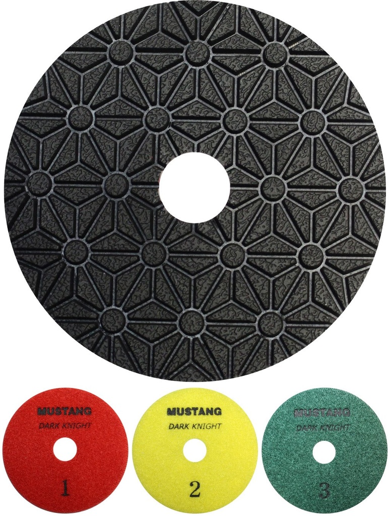 [22938-09003] Mustang Dark Knight 3-step ES/Granite Pad 4" x Step-3 (Dark Green Velcro)