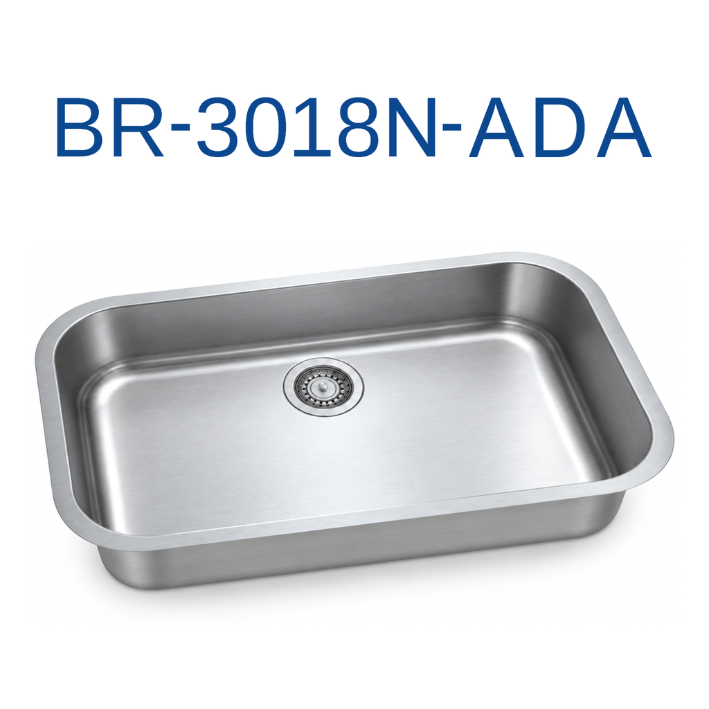 [BR-3018N-ADA] PrimaSink BR-3018N-ADA 30'' x 18'' Single bowl Undermount ADA Kitchen Sink - 18 Gauge Stainless Steel