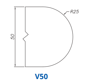 Marmo Elettromeccanica SS27092 Profile 50mm Full Bullnose V50 Technology Professional Position 1 Master Router Bit