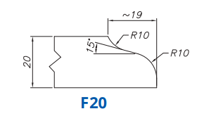 Marmo Elettromeccanica SS65049 Profile 20mm Ogee F20 Technology Longlife+ Position 5 INTERNAL WATER ROUTER BITS (IW BITS)