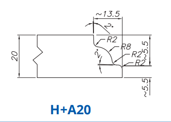 Marmo Elettromeccanica SS60059 Profile 20mm Stepped Dupont H+A20 Technology Segmented Position - INTERNAL WATER ROUTER BITS (IW BITS)