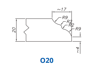 Marmo Elettromeccanica SS72070 Profile 20mm Cove Dupont O20 Technology Frangistone Position - INTERNAL WATER ROUTER BITS (IW BITS)