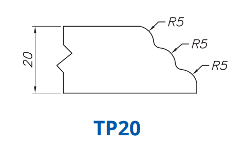 Marmo Elettromeccanica SS60029 Profile 20mm Triple Pencil (Waterfall) TP20 Technology Segmented Position - INTERNAL WATER ROUTER BITS (IW BITS)