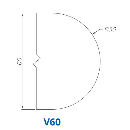 Marmo Elettromeccanica SS65093 Profile 60mm Full Bullnose V60 Technology Longlife+ Position 5 INTERNAL WATER ROUTER BITS (IW BITS)