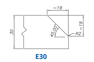 Marmo Elettromeccanica SS68046 Profile 30mm 2/3 Bevel E30 Technology Electroplated Position 2 INTERNAL WATER ROUTER BITS (IW BITS)