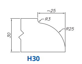 Marmo Elettromeccanica SS68057 Profile 30mm Dupont H30 Technology Electroplated Position 2 INTERNAL WATER ROUTER BITS (IW BITS)
