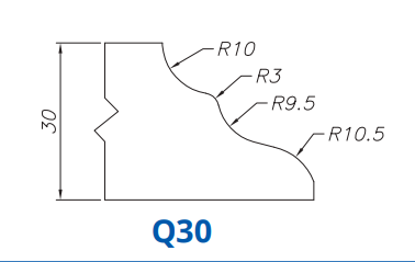 Marmo Elettromeccanica SS68078 Profile 30mm Cove Ogee Q30 Technology Electroplated Position 2 INTERNAL WATER ROUTER BITS (IW BITS)