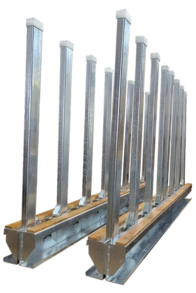 [123805] Weha 12 Ton 10' Bundle Slab Storage Rack — 16 Galvanized Poles for Stone Slab Bundles