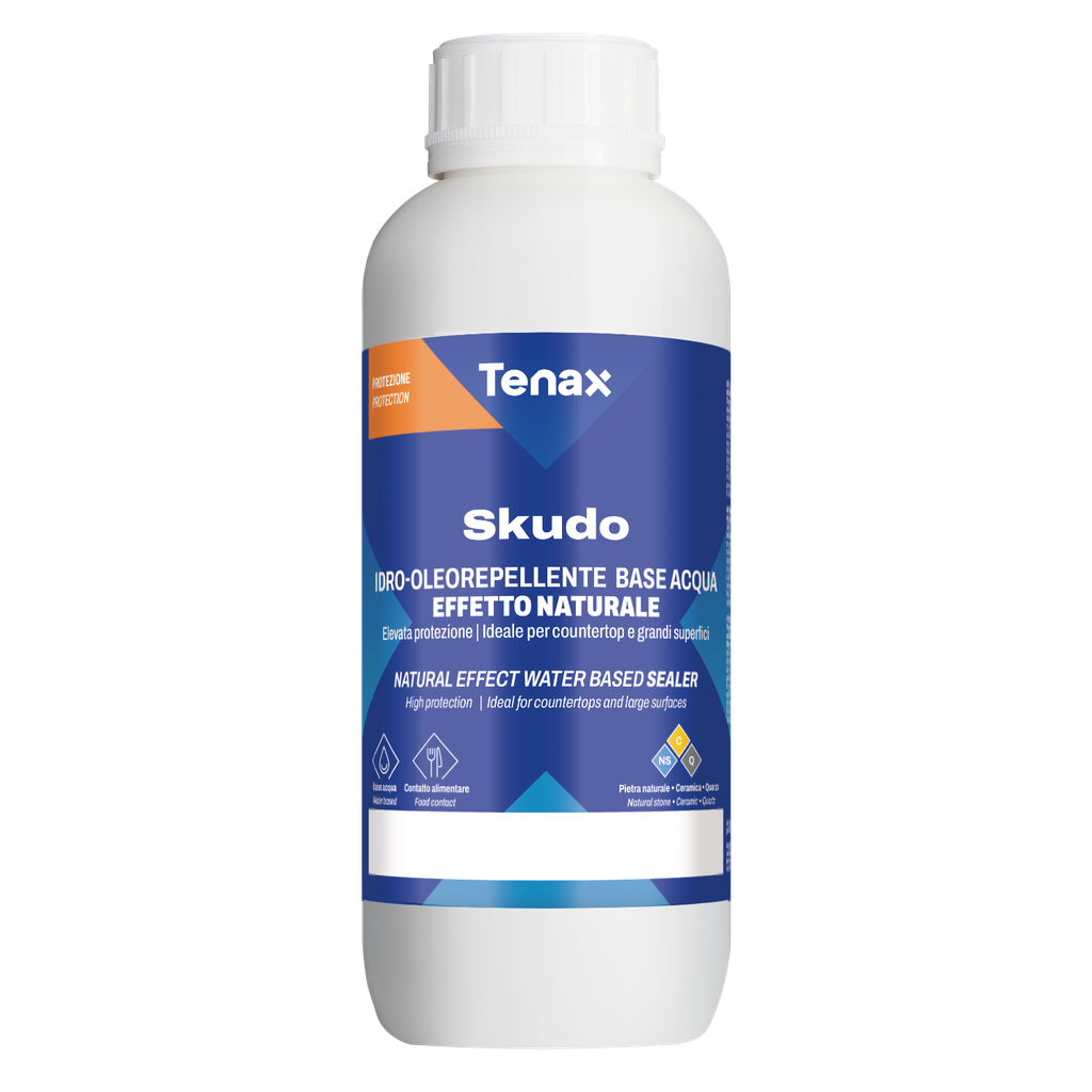 Tenax Skudo — Water-Based Water & Oil-Repellent Penetrating Stone Sealer, Natural Finish (1 Qt)