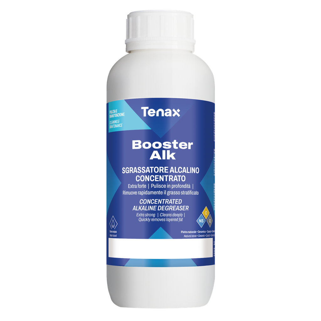 Tenax Booster Alk — Concentrated Alkaline Cleaner & Degreaser for Tile and Hard Surfaces (1 Liter)