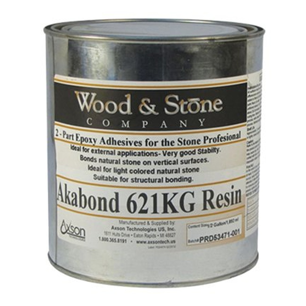 [F015521] Wood & Stone Akabond 621 KG Part A — Clear Knife-Grade Epoxy Resin for Stone (1/2 Gallon)