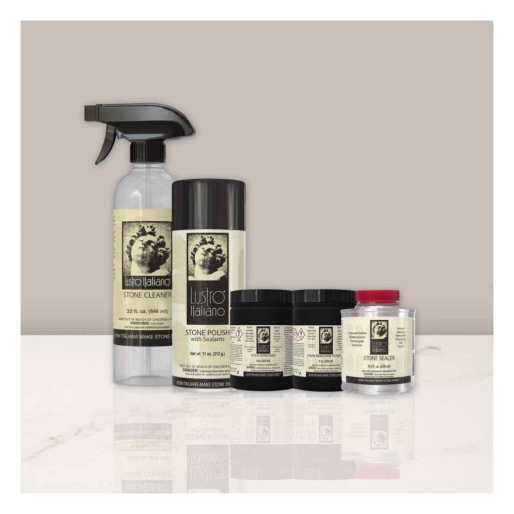 [MRBSTNECHRSTKIT] Tenax Lustro Italiano Marble Stain & Etch Remover & Restorer Kit — Etch Repair and Re-Polish for Marble & Calcite Stone