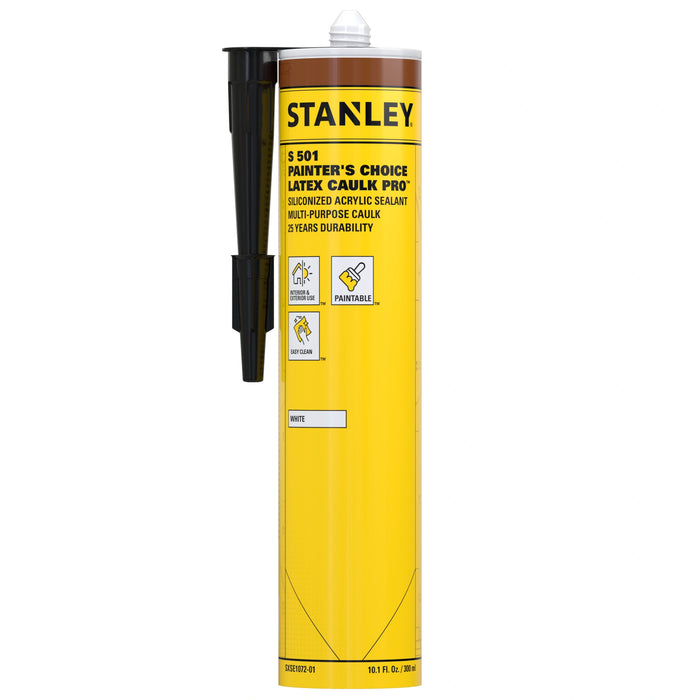 Stanley S501 Painter's Choice Latex Caulk Pro — White, Siliconized Acrylic, Paintable (10.1 fl oz)