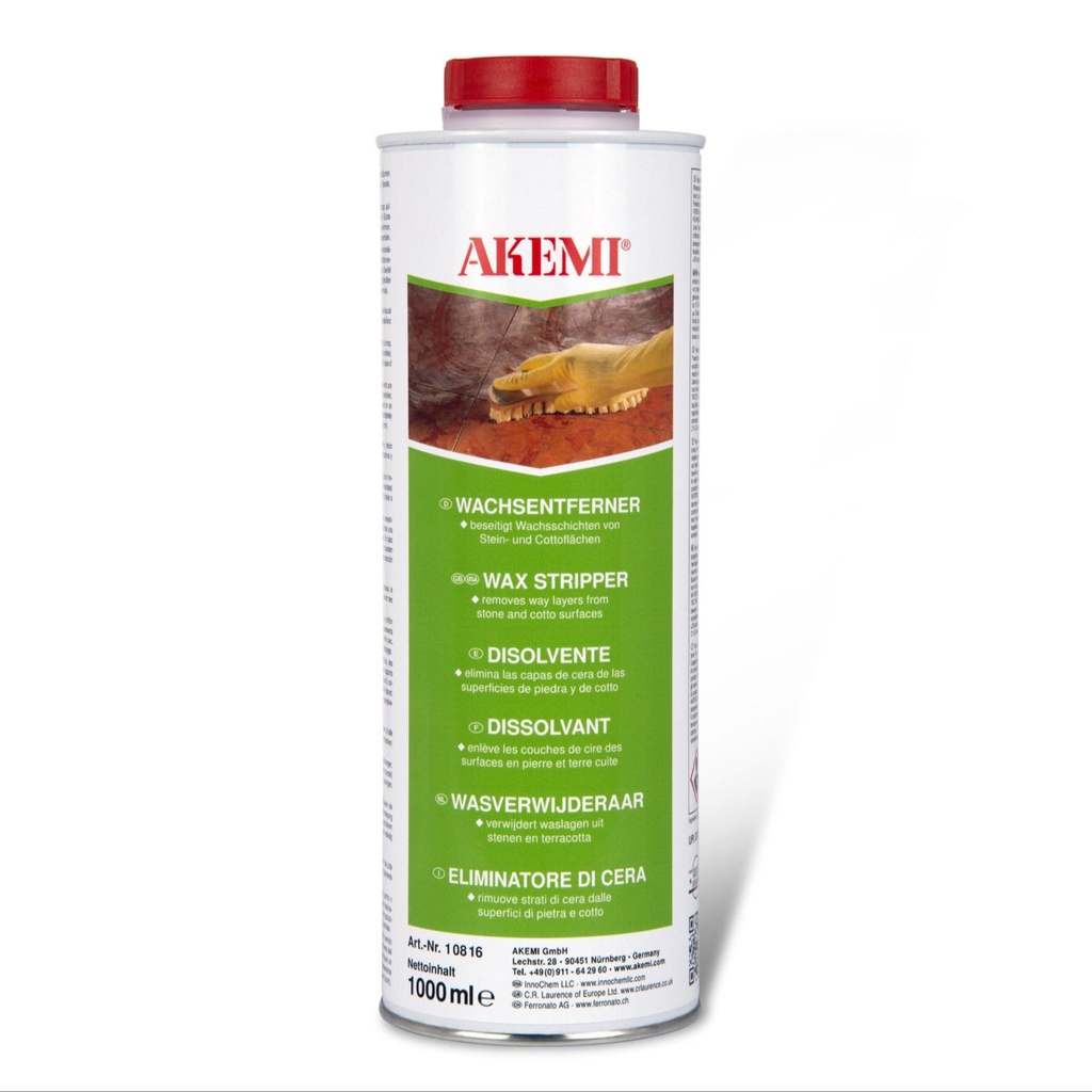 Akemi Wax Stripper — Solvent-Based Wax, Tar & Coating Remover for Natural & Artificial Stone (1 Liter)