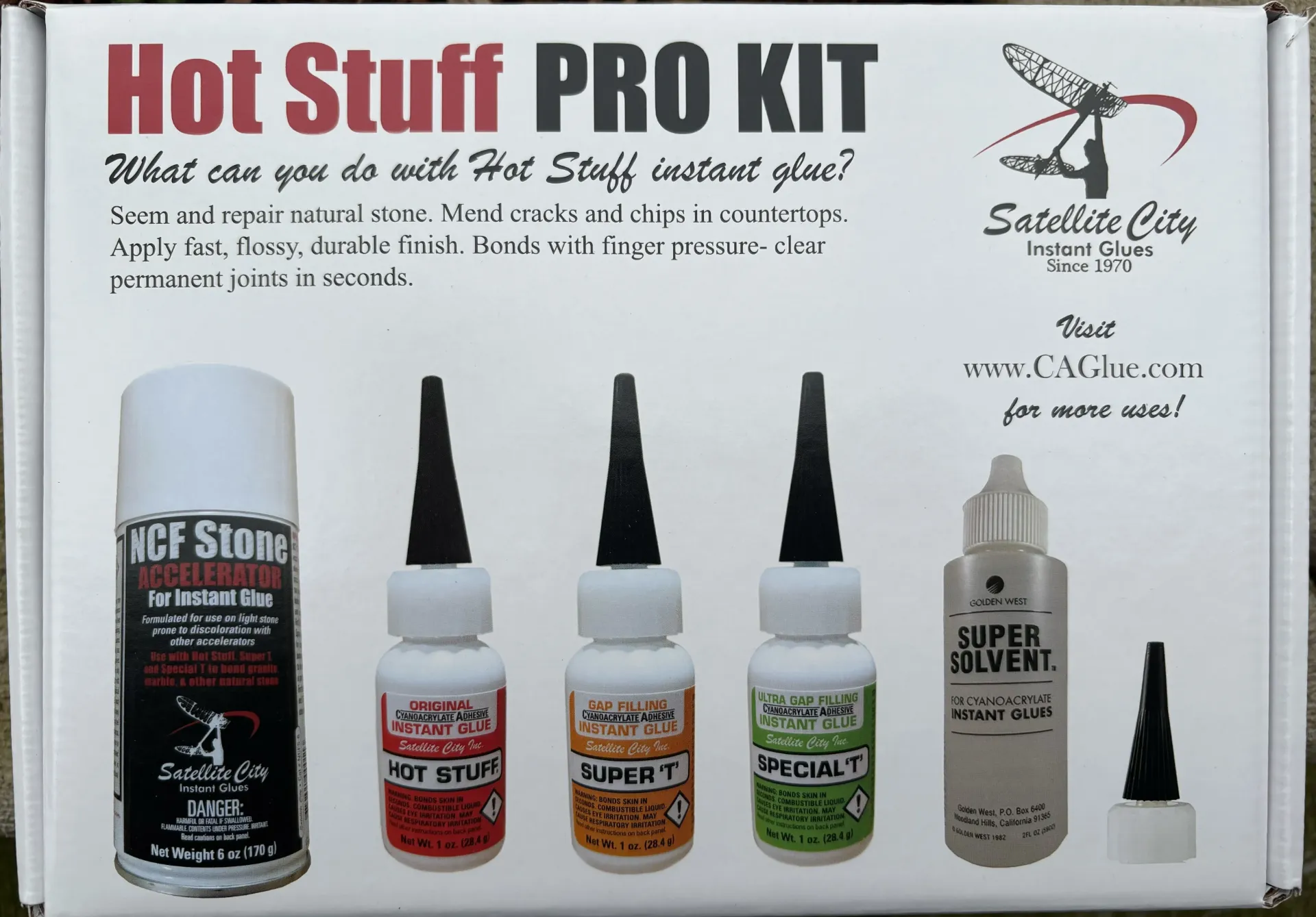 [HSK-2] Satellite City Hot Stuff Pro Kit HSK-2 — Complete CA Glue Set with Accelerator & Debonder