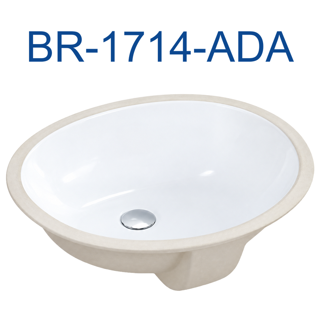 [BR-1714-ADA] PrimaSink BR-1714-ADA 17-1/4'' x 14-3/8'' Oval Undermount ADA Vanity Sink - White
