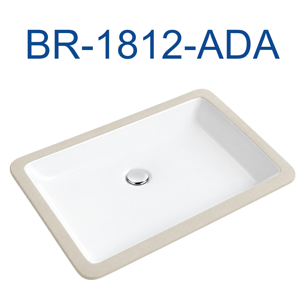 [BR-1812-ADA] PrimaSink BR-1812-ADA 18'' x 12'' Rectangular Undermount ADA Vanity Sink - White