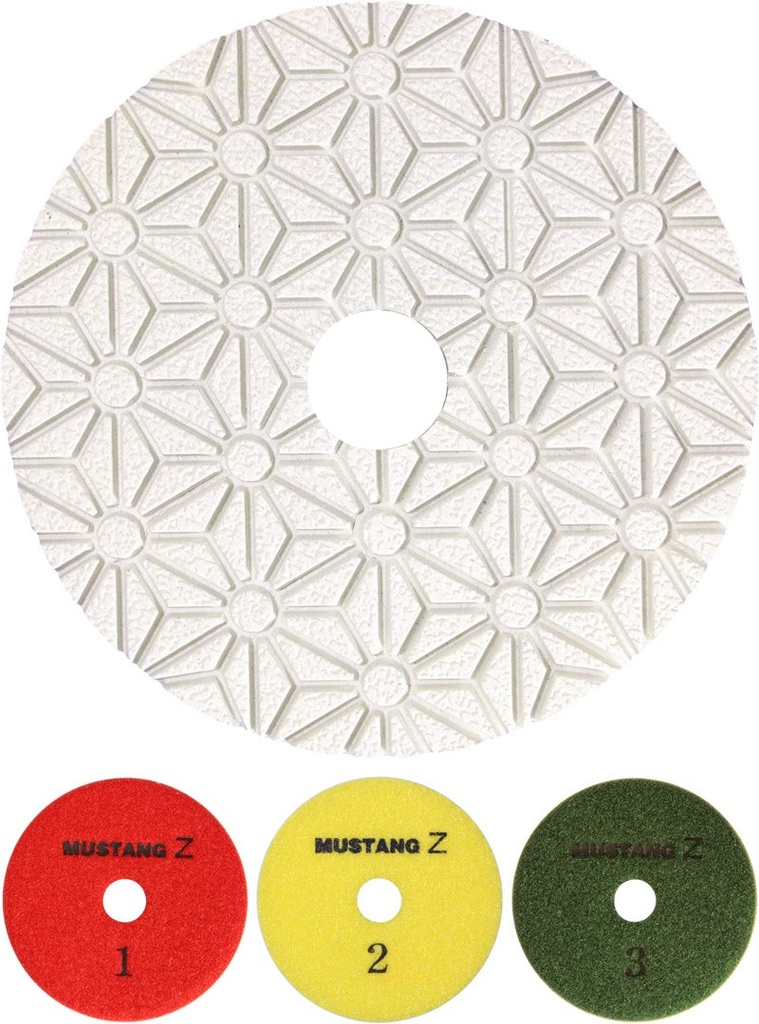 [22938-05001] MUSTANG Z 3-Step White Resin 4" Pad for Quartz/Granite (1)