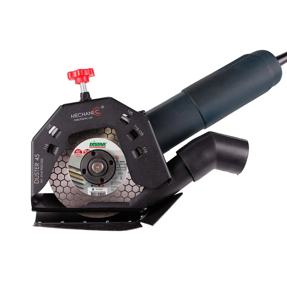 [71419031025] DUSTER 45 Cutting Guard 4.5"–5" — Dust-Free 45° Tile Cutting Attachment for Angle Grinders