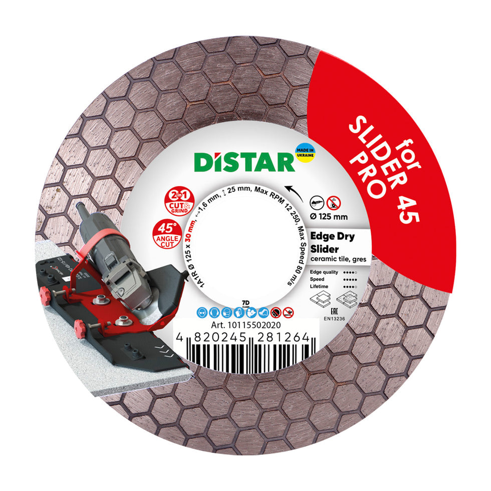 [10115502020] DiStar Edge Dry Slider 5" Diamond Blade for 45° Miter (Jolly) Cutting — Dry, for Ceramic, Porcelain & Stone