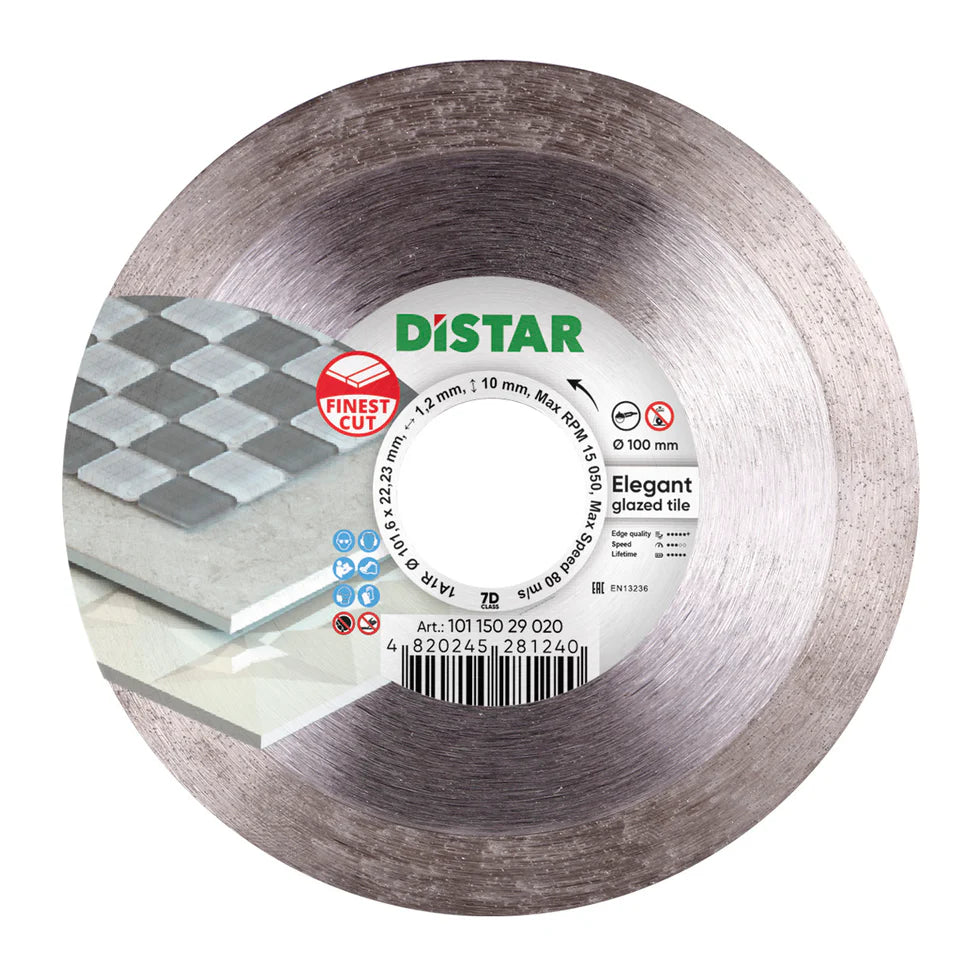 [10115029020] DiStar Elegant 4" Diamond Blade for Glazed Tile & Porcelain — Ultra-Clean, Chip-Free Finishing Cuts