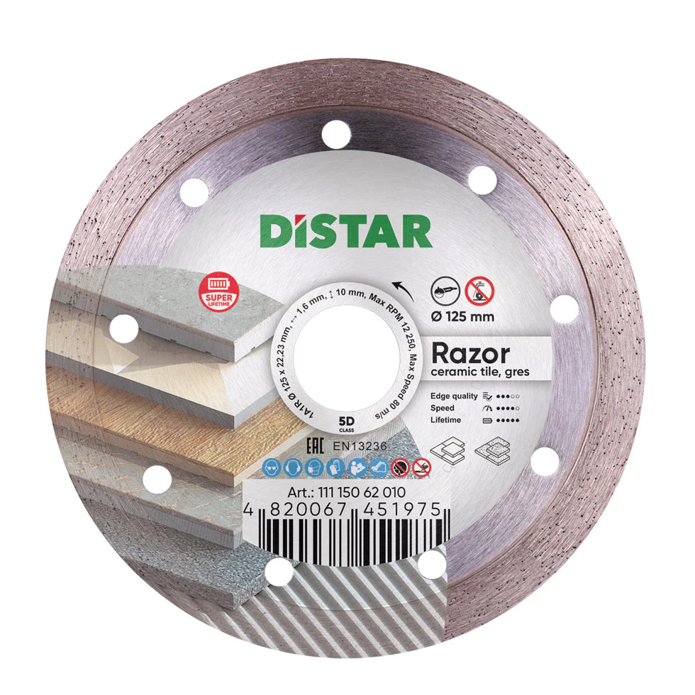 DiStar Razor 5" Diamond Blade for Ceramic & Porcelain — Smooth, Chip-Free Cutting