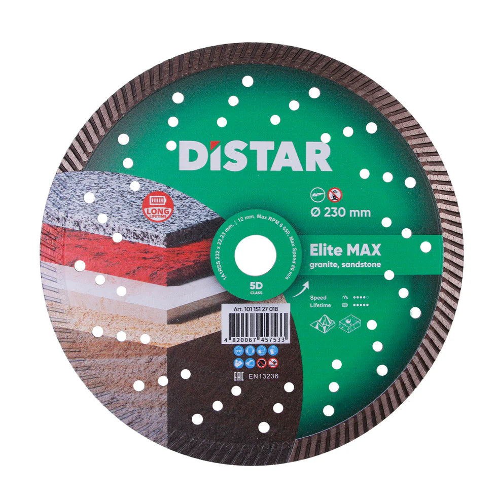 [10115127018] DiStar Turbo 232 Elite Max 9" Diamond Blade for Granite — Fast, Balanced Dry Cutting