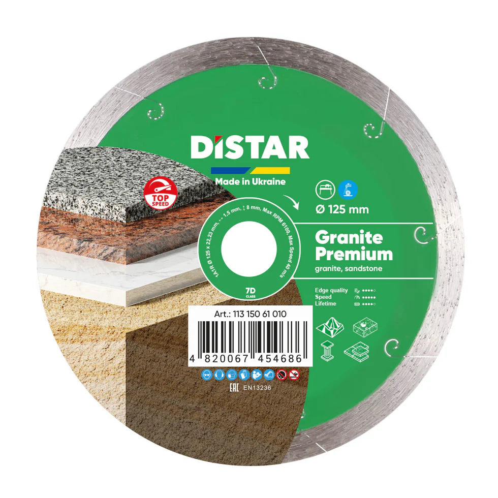 DiStar Granite Premium 5" Diamond Blade for Granite & Hard Stone — Premium Wet Cutting