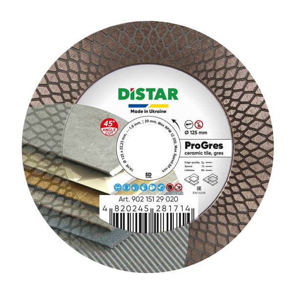 DiStar PRO Gres 5" Diamond Blade for Ceramic & Porcelain — 45° Cut & Grind in One Tool