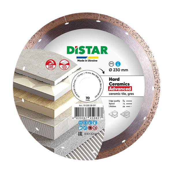 DiStar Hard Ceramics Advanced 1A1R Diamond Blade 7"–14" — Wet Cutting for Thick Porcelain, Gres & Dekton