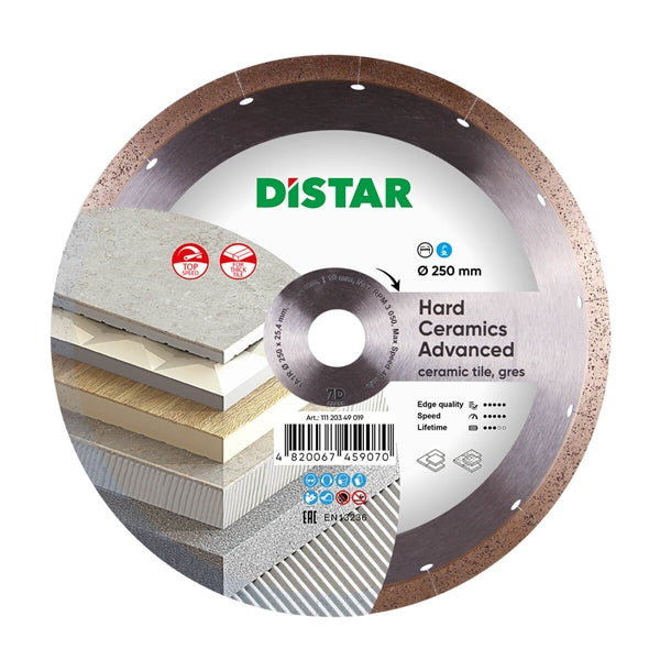 DiStar Hard Ceramics Advanced 1A1R Diamond Blade 7"–14" — Wet Cutting for Thick Porcelain, Gres & Dekton