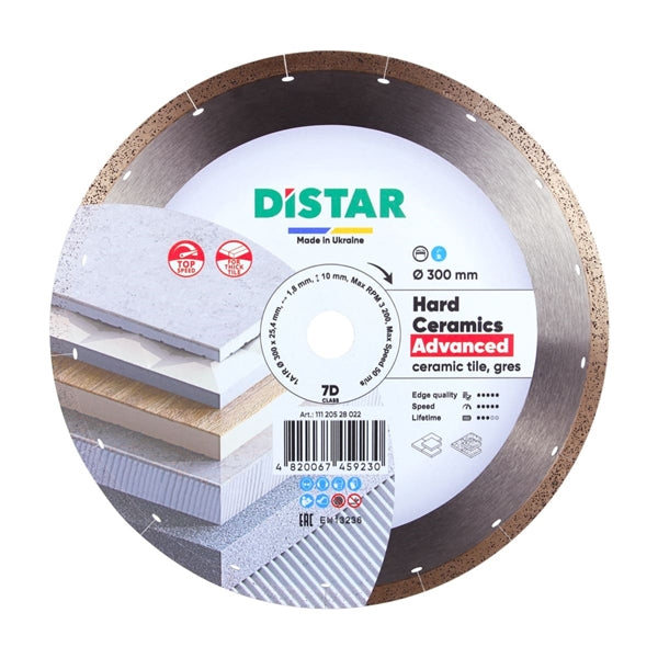 DiStar Hard Ceramics Advanced 1A1R Diamond Blade 7"–14" — Wet Cutting for Thick Porcelain, Gres & Dekton